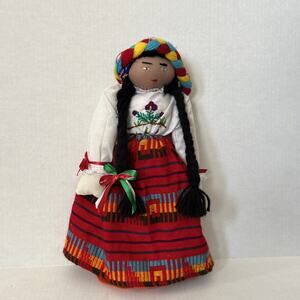 Mexican Latino Rag Doll Folk Art Tall Braids Headband Sandals tribal dress Tall